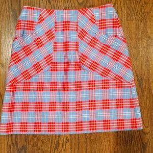 Blue and red Brooks Brothers mini a line skirt